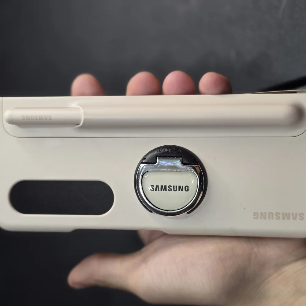 Samsung Z Fold 4 S Pen Cream Case with Ring Holder for Smartphones